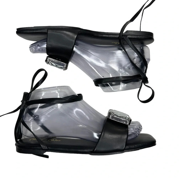 Chase + Chloe Oversized Jewel "EVE-26" Sandal in Black. Sz: 7 - Picture 4 of 10